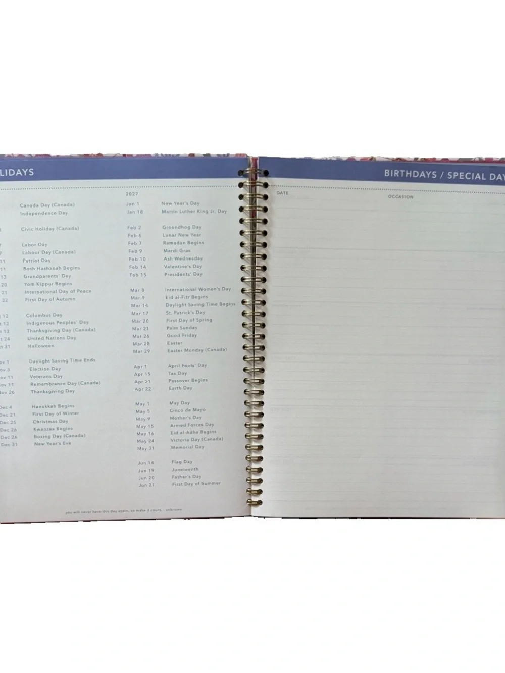 Clementine Paper inc. 12 month Large Size Planner 11x9”Pink Floral 2026-2027